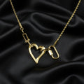 SVORA gold-tone stainless steel open heart rope statement necklace with toggle clasp. Waterproof and anti-tarnish.