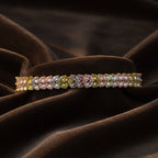 SVORA double row pastel marquise CZ tennis bracelet in pink, lavender, and mint on gold-plated stainless steel.