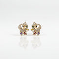 SVORA gold-tone peacock stud earrings with multicolour cubic zirconia stones.
