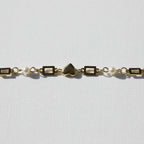 SVORA gold plated stainless steel bracelet with heart, pearl, and rectangle links. Adjustable.