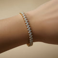 SVORA petite double tennis bracelet with white CZ stones, 18K gold plated stainless steel.