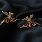 SVORA red butterfly stud earrings with gold plating, cubic zirconia, and marquise-cut crystal.