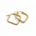 SVORA gold plated stainless steel minimal square hoop earrings
