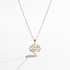 SVORA gold Tree of Life necklace with white CZ stones, 18K gold plated stainless steel, waterproof and anti-tarnish.