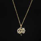 SVORA gold Tree of Life necklace with white CZ stones, 18K gold plated stainless steel, waterproof and anti-tarnish.