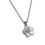 SVORA white enamel pearl flower necklace with gold-plated stainless steel chain